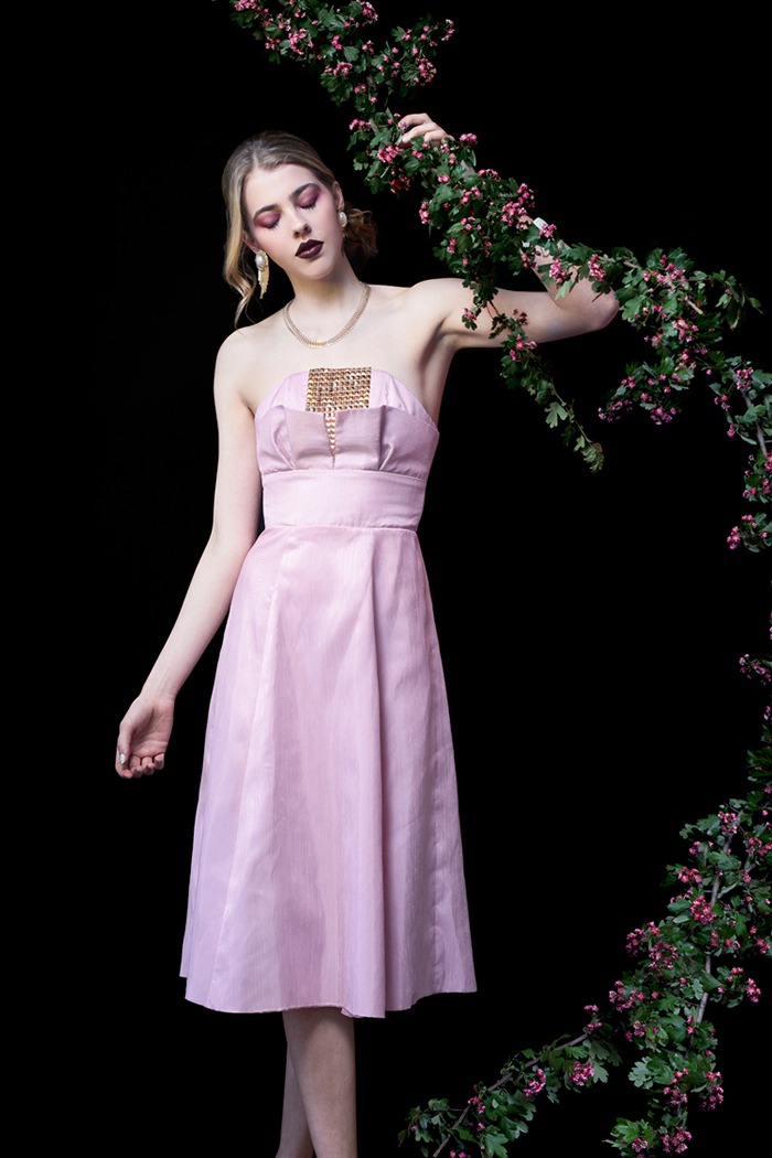 GRANDI art nouveau pink strapless dress