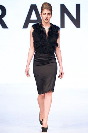 GRANDI Vancouver Fashion Week black feather top black pencil skirt