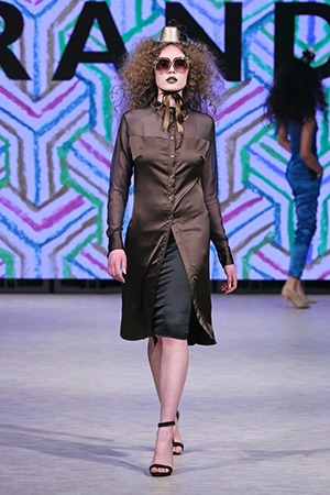 GRANDI Vancouver Fashion Week party girl chocolate shirt dress Black Iris lenses
