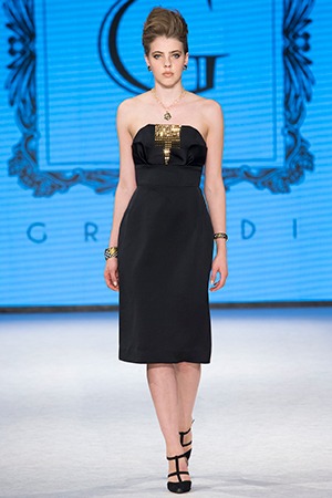 GRANDI runway black gold strapless dress