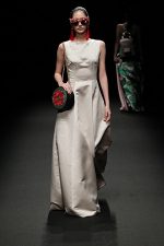GRANDI Tokyo Fashion Week champagne gown Black iris lenses