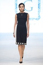 GRANDI runway black dress white chiffon cutout
