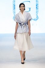 GRANDI runway light blue taffeta jacket white chiffon skirt