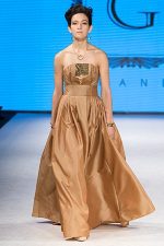 GRANDI runway rose gold strapless ball gown