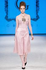 GRANDI runway pink gold strapless dress