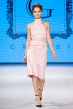 GRANDI open back pink high neck dress